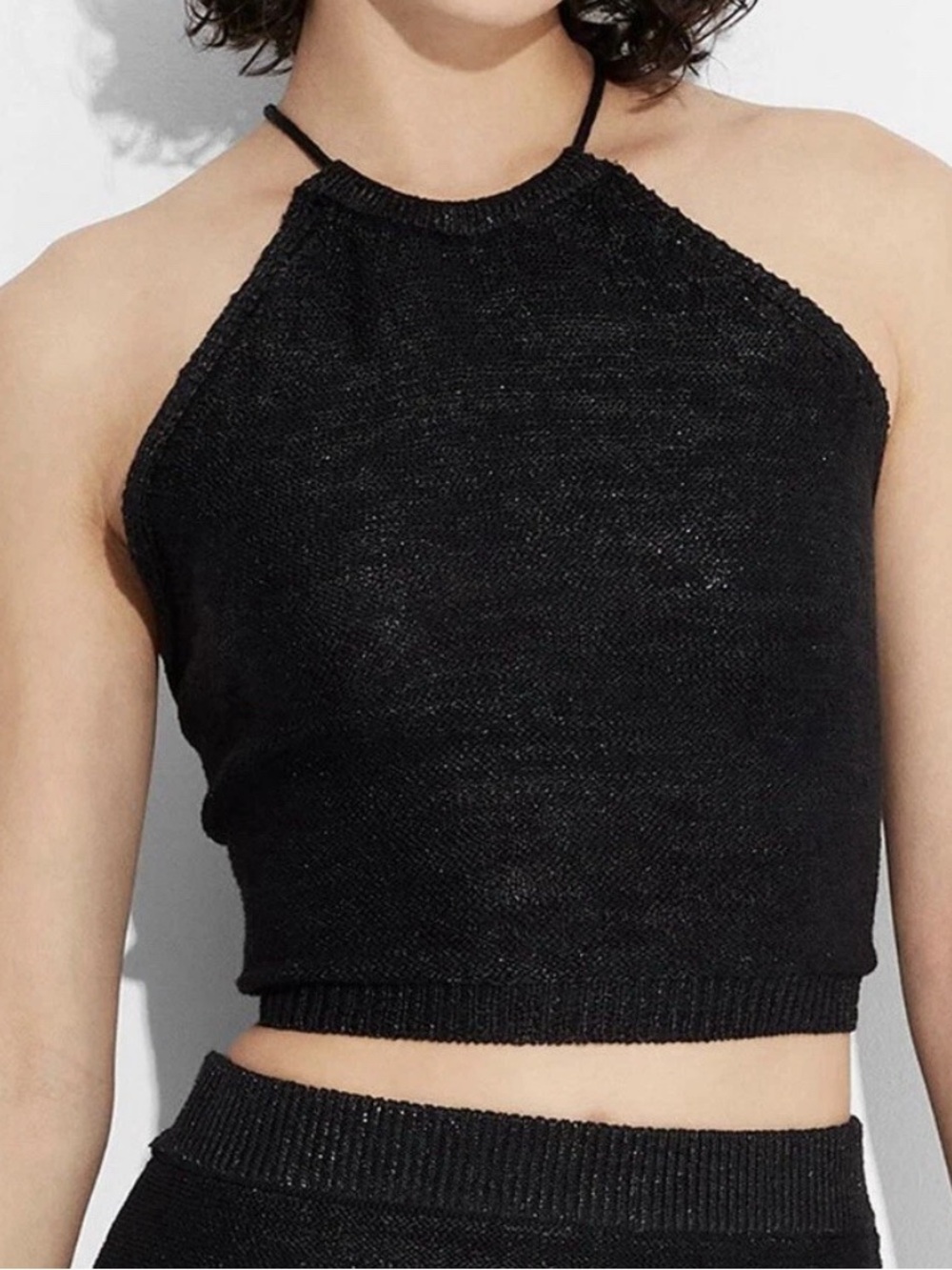 wild fable Black Knit Halter Crop Top